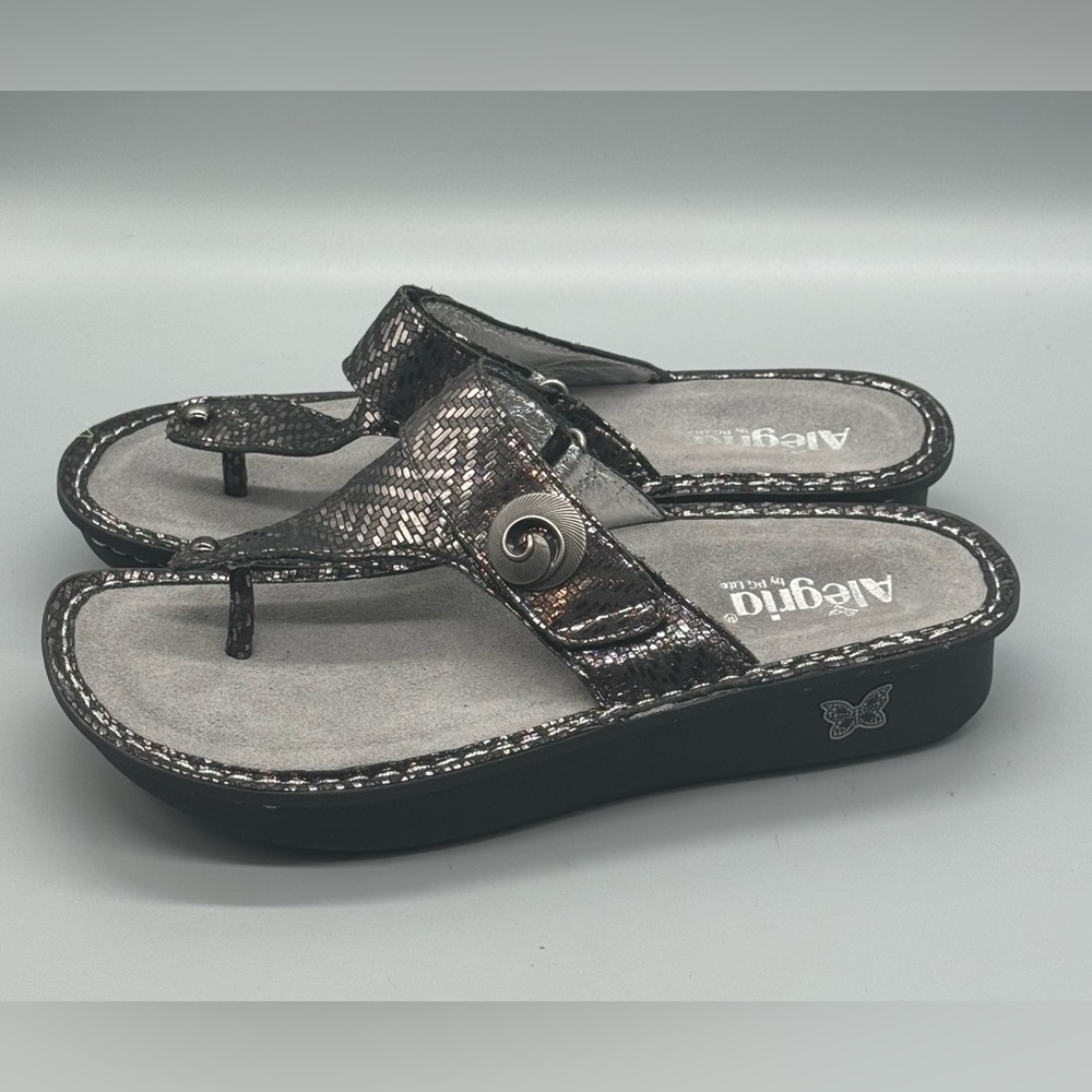 Alegria Carina Pewter Dazzler Thong Toe Post Sandals sz 42 Womans US 11 Org $110
